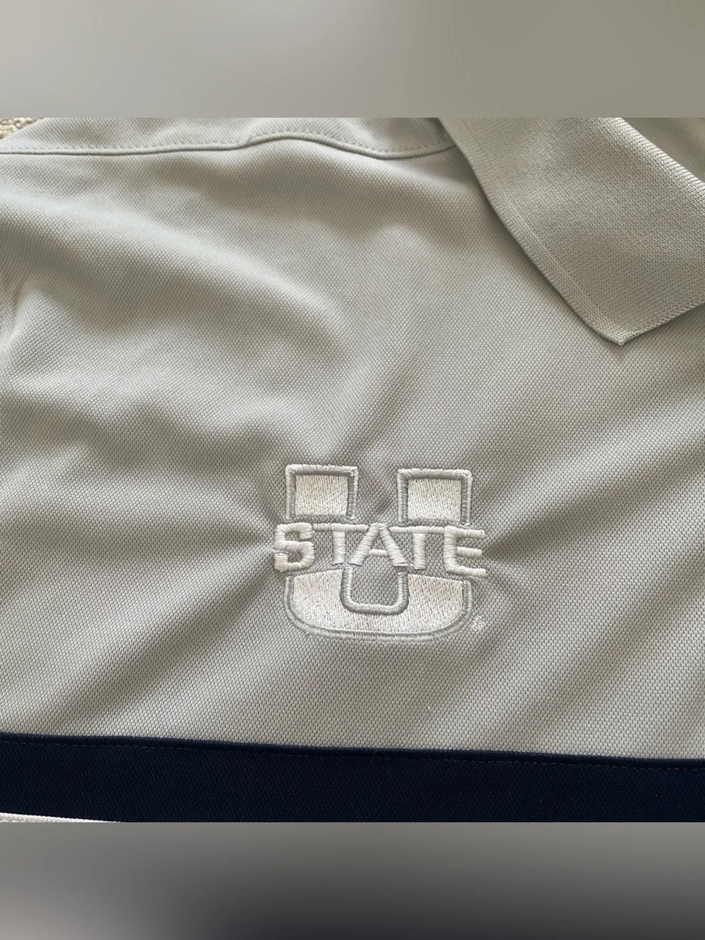 Nike Utah State Aggies Dri-Fit Polo Gray Blue Colorblock Men’s XL Performance